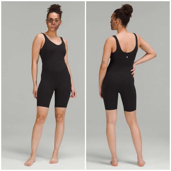 Lululemon Align Shorts Onesie 8" Black Size 6 Nulu Romper Yoga Dance Comfort - Picture 1 of 7